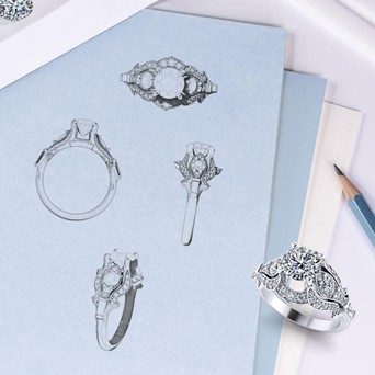Hand-drawn engagement ring design sketches